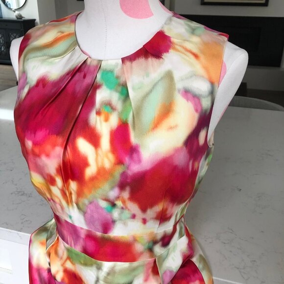 Kate Spade New York Floral Watercolor Sheath Midi Dress Viscose Pastel Sz 4 NWOT - Picture 2 of 14